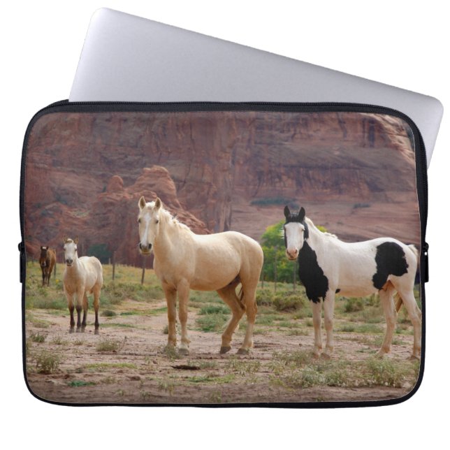 Navajo Horses Run Free on the Canyon Floor Laptop Sleeve (Front)