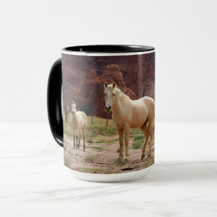 Navajo Horses Run Free on the Canyon Floor Mug