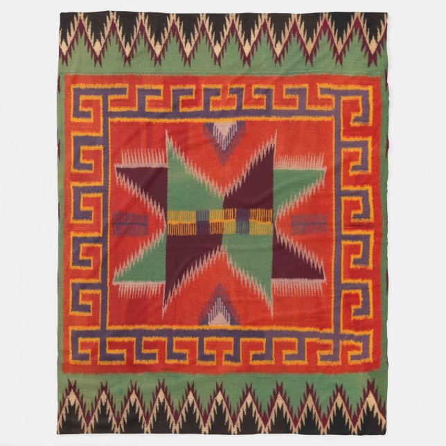 NAVAJO INDIAN 1800s HORSE SADDLE BLANKET FLEECE (Front)