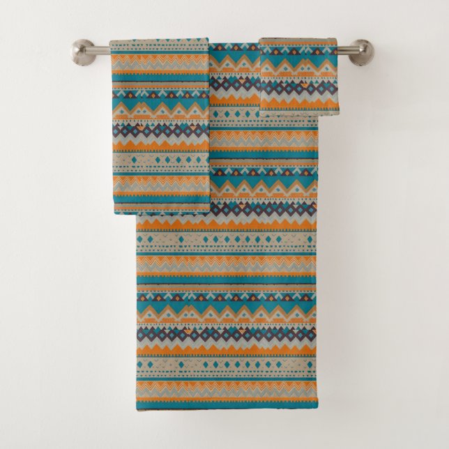 Navajo Indian Western Style Design Bath Towels (Insitu)