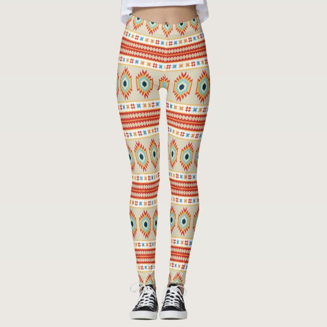Navajo Inspired Leggings: Southwestern Desert Vibe Leggings (Front)