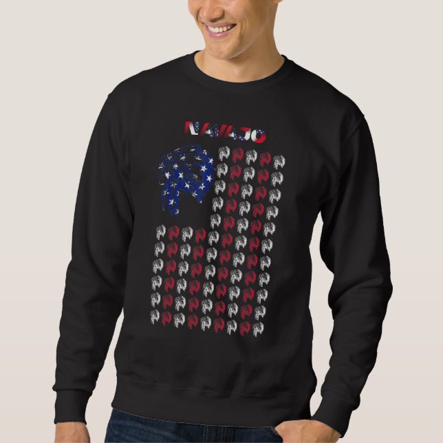 Navajo Native American Indian Chief Usa Flag 4th J Sweatshirt (Front)