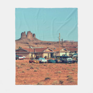 Navajo Native American life on a reservation in Ar Fleece Blanket