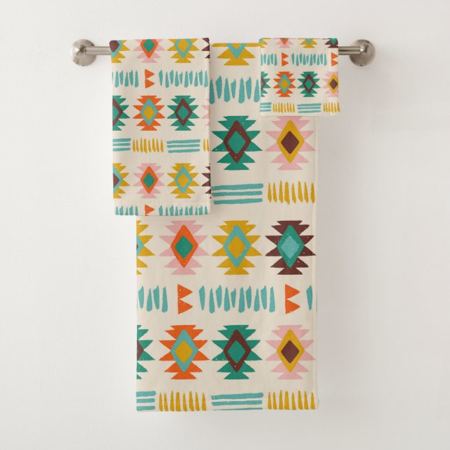Navajo Native American Pattern Bath Towel Set (Insitu)