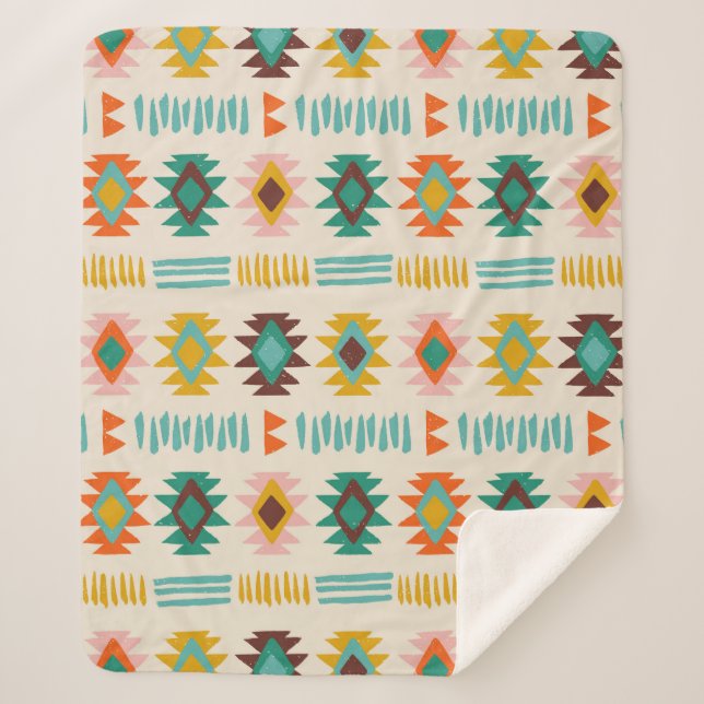Navajo Native American Pattern Sherpa Blanket (Front)
