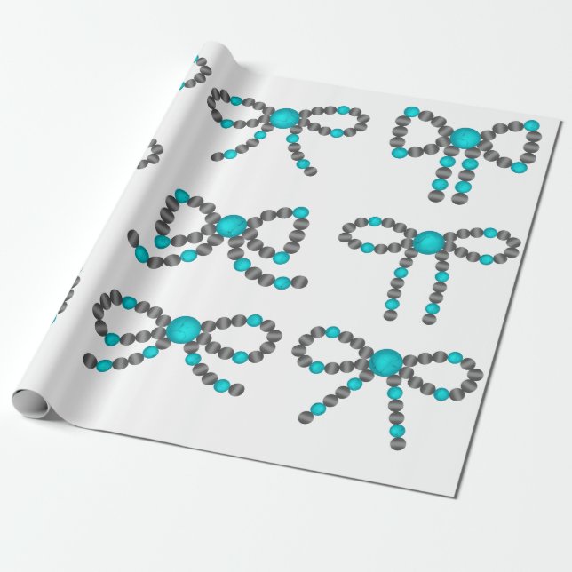 Navajo Pearl Bow with Turquoise Wrapping Paper  (Unrolled)