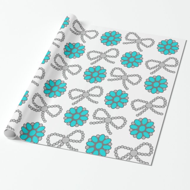 Navajo Pearl Turquoise Jewellery Wrapping Paper  (Unrolled)
