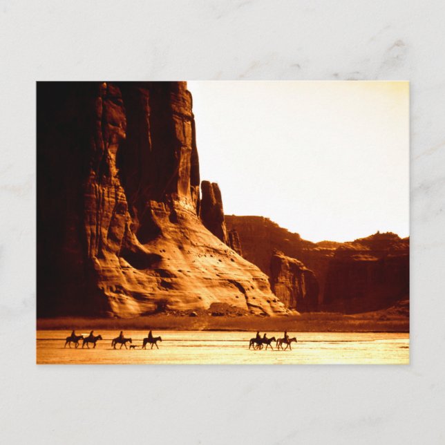 Navajo Riders In Canyon De Chelly 1904 By Edward C Postcard (Front)