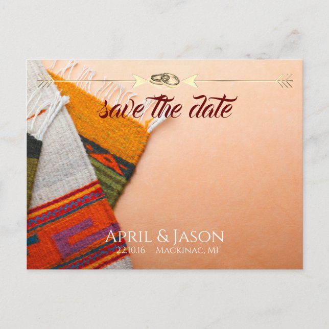 Navajo Rugs | Save the Date Announcement Postcard (Front)