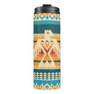 Navajo style abstract seamless pattern with eagle thermal tumbler