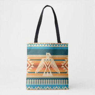 Navajo style abstract seamless pattern with eagle tote bag