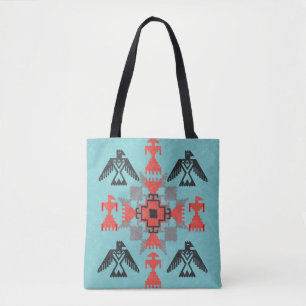 Navajo style ethnic ornament with birds and abstra tote bag