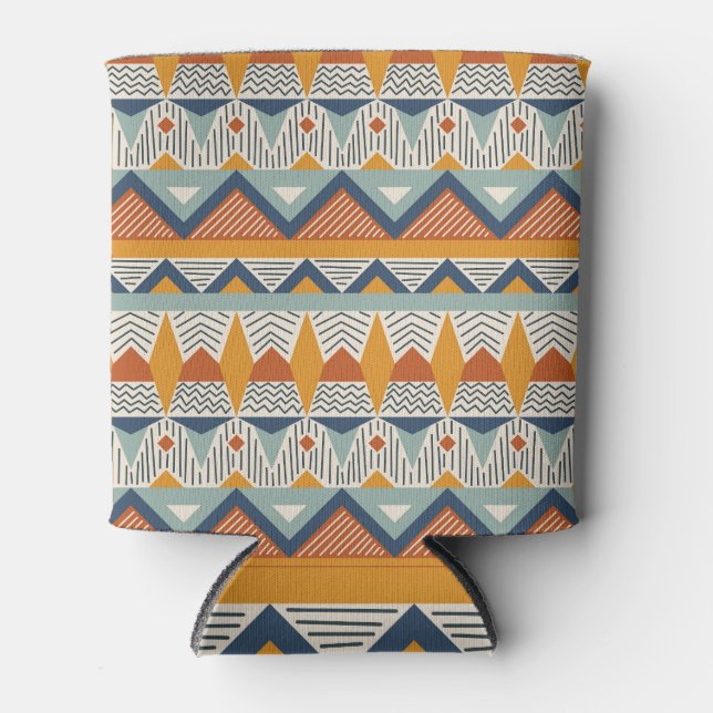 Navajo Style Seamless Pattern Design Can Cooler (Front)