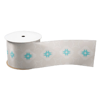 Navajo Style Star Aqua Tan  Satin Ribbon