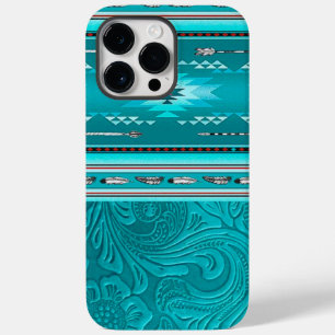 Navajo Tribal Turquoise Faux Leather Tool Case-Mate iPhone 14 Pro Max Case