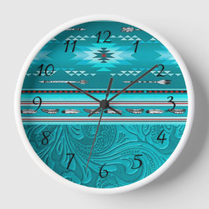 Navajo Tribal Turquoise Faux Leather Tool Clock