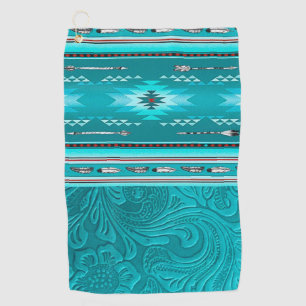 Navajo Tribal Turquoise Faux Leather Tool Golf Towel