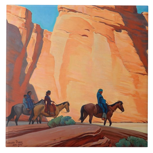 “Navajos in a Canyon” by Maynard Dixon Ceramic Tile (Front)