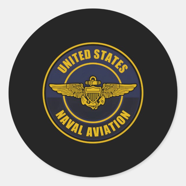 Naval Aviation Wings Patch Classic Round Sticker (Front)