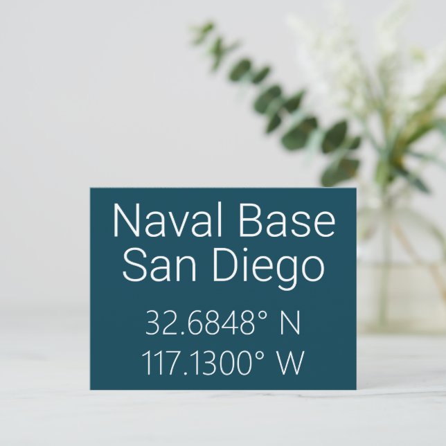 Naval Base San Diego Latitude Longitude Postcard (Standing Front)