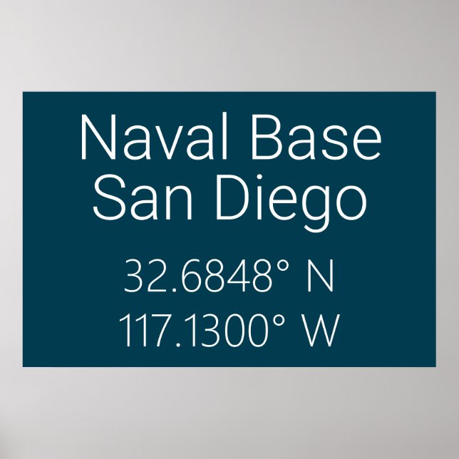 Naval Base San Diego Latitude Longitude  Poster (Front)