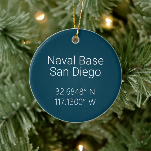 Naval Base San Diego Map Coordinates Personalised Ceramic Ornament (Tree)