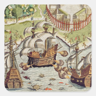 Naval Battle between the Portuguese and French Square Sticker
