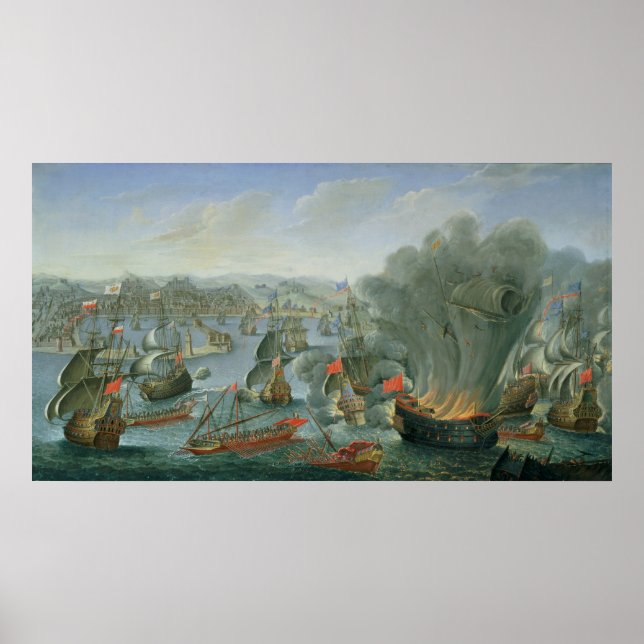 Naval Battle with the Spanish Fleet Poster (Front)