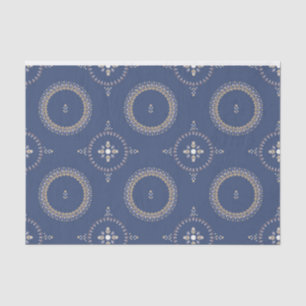 Naval Blue Elegant Ornamental Floral Tissue Paper