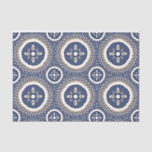 Naval Blue Elegant Ornamental Floral Tissue Paper