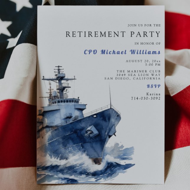 Naval Military Retirement Party Invitation (Creator Uploaded)