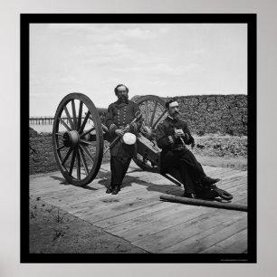 Naval Officers on a Cannon in Charleston, SC 1865 Poster