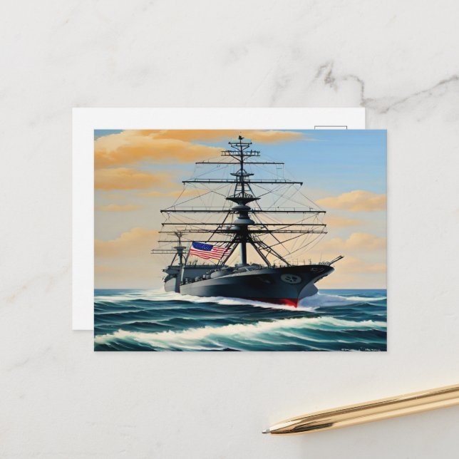 Naval Ship Postcard (Front/Back In Situ)