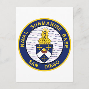 NAVAL SUBMARINE BASE San Diego CA Military Patch Postcard