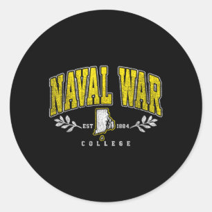 Naval War Arch Retro College Athletic Sports Tee M Classic Round Sticker