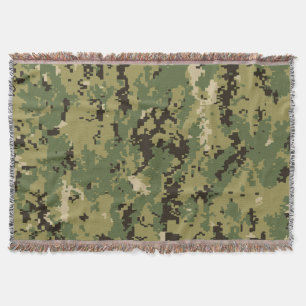 Naval Woodland Camouflage Throw Blanket