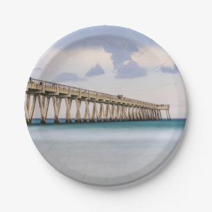 Navarre Beach Fishing Pier Paper Plate