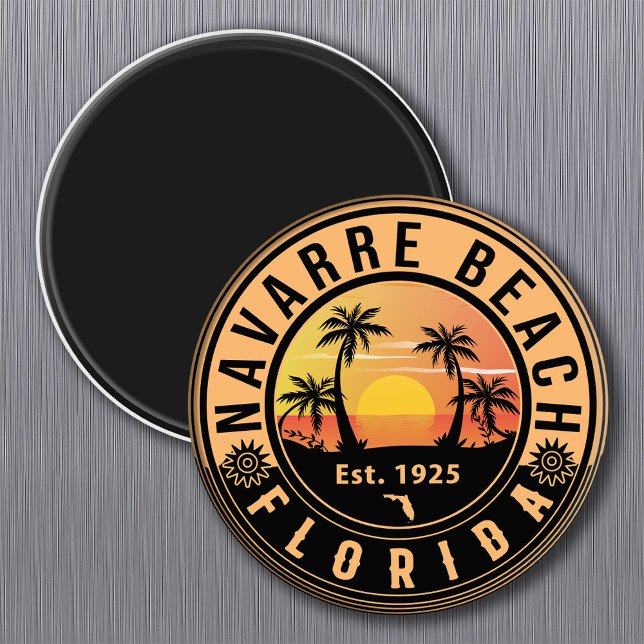 Navarre Beach Florida Retro Sunset Souvenirs Magnet (Creator Uploaded)