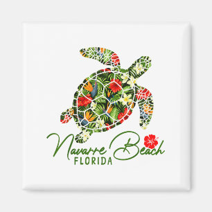 Navarre Beach Florida Sea Turtle Tropical Hibiscus Magnet