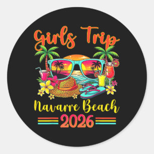 Navarre Beach Florida Summer Vibes Sunset Girls Classic Round Sticker