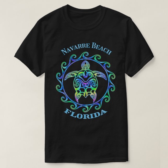 Navarre Beach Florida Vacation Colourful Turtle  T-Shirt (Design Front)
