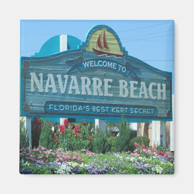 Navarre Beach, Florida, Welcome Sign Photo Magnet (Front)