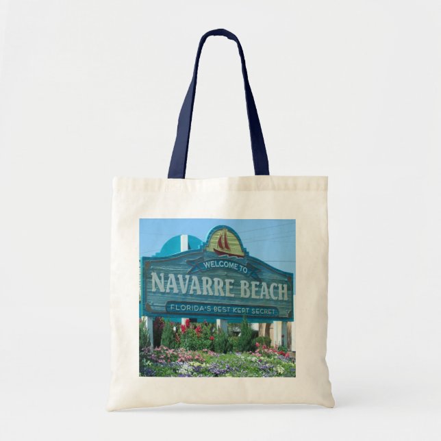 Navarre Beach, Florida, Welcome Sign Photo Tote Bag (Front)