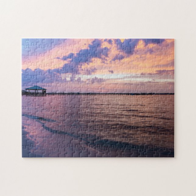 Navarre Beach Magic Hour Purple Sunset Jigsaw Puzzle (Horizontal)
