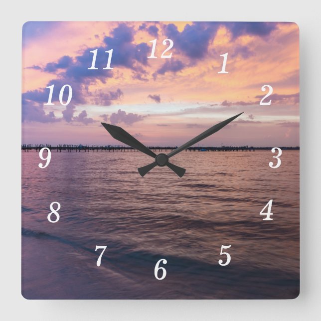 Navarre Beach Magic Hour Purple Sunset Wall Clock (Front)