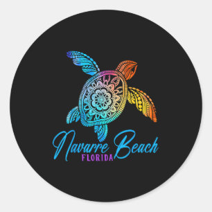 Navarre Beach Tie Dye Sea Turtle Florida Vacation Classic Round Sticker