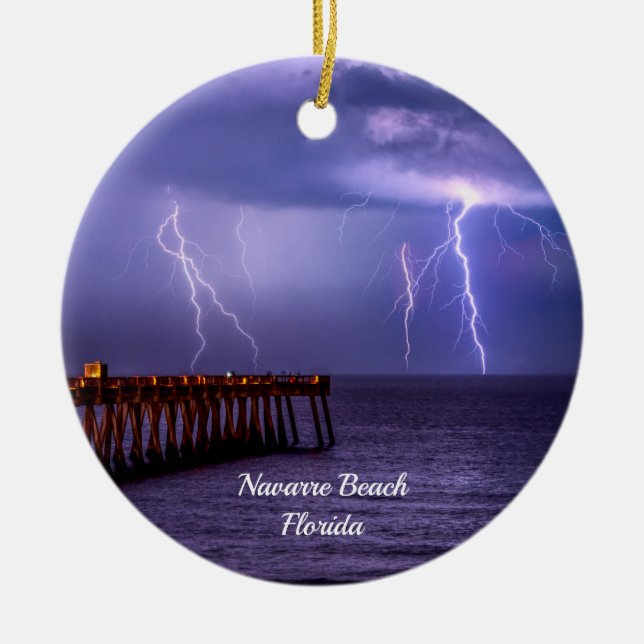 Navarre Florida Lightning Storm Ornament (Front)