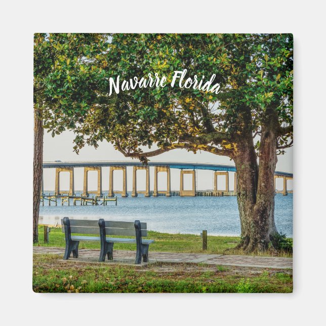 Navarre Park Bench and Bridge Square Magnet (Front)