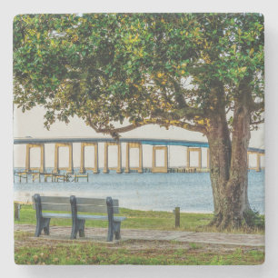 Navarre Park Bench and Bridge Stone Coaster