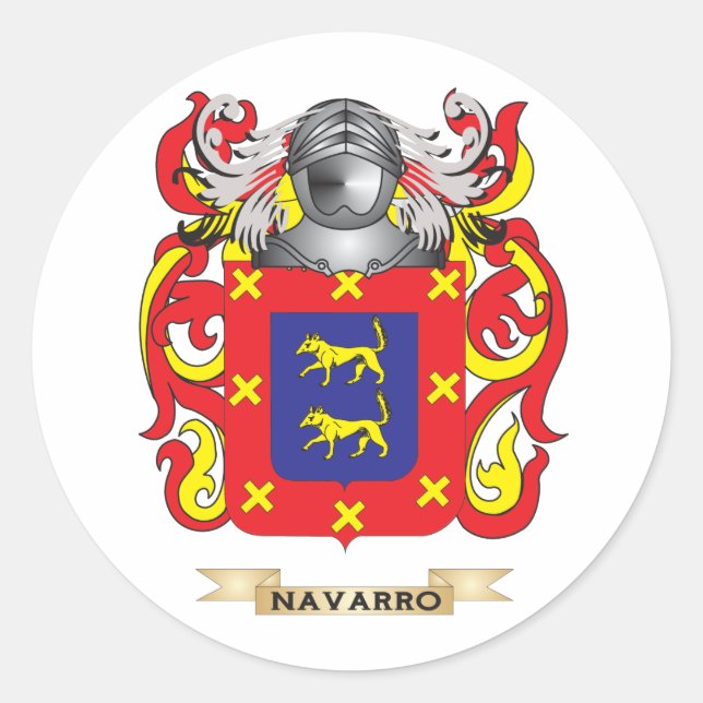 Navarro Coat of Arms (Family Crest) Classic Round Sticker (Front)